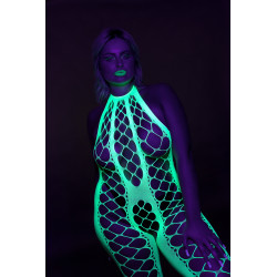 Ouch! Glow Combinaison Filet et Dos nu Vert Fluo